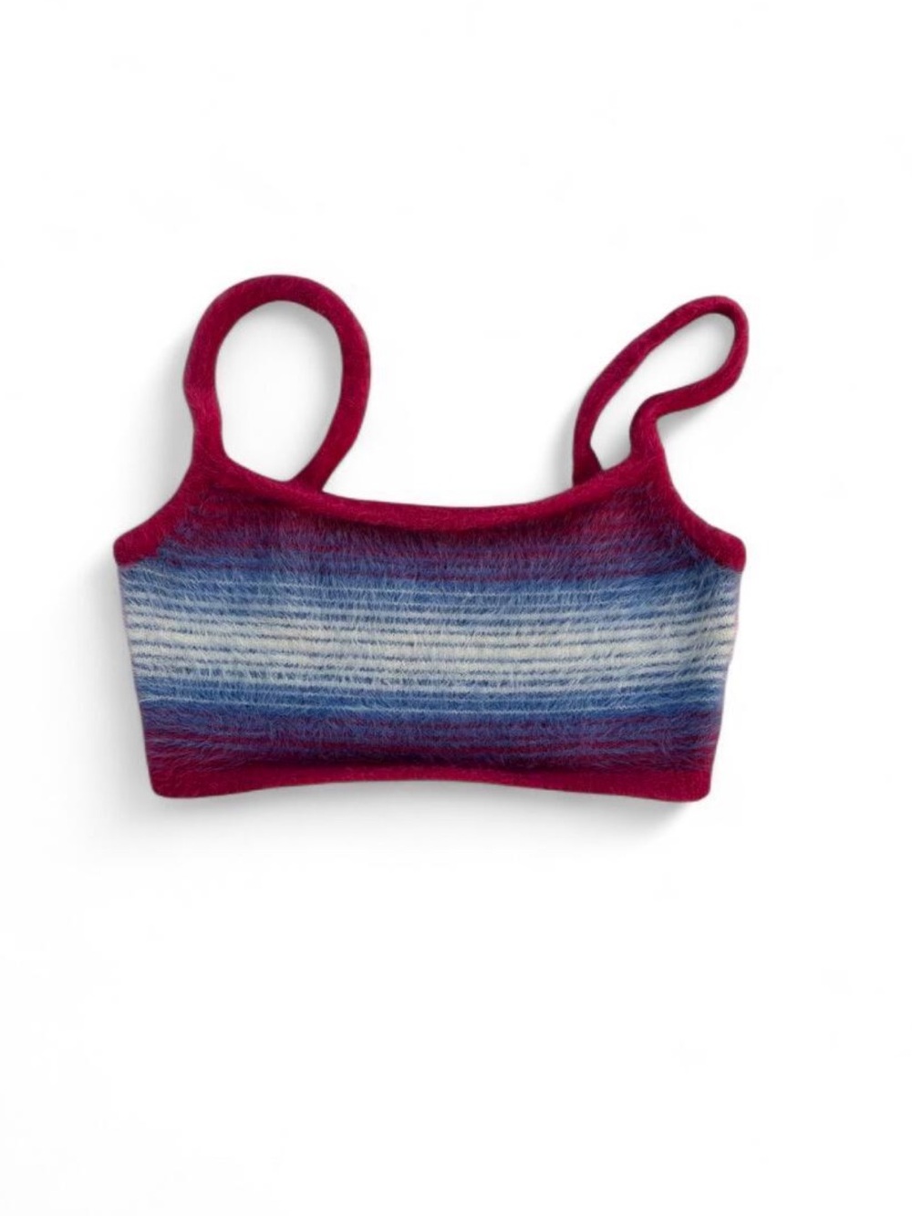 Sunday Best Berry and Blue Striped Fuzzy Crop Tank